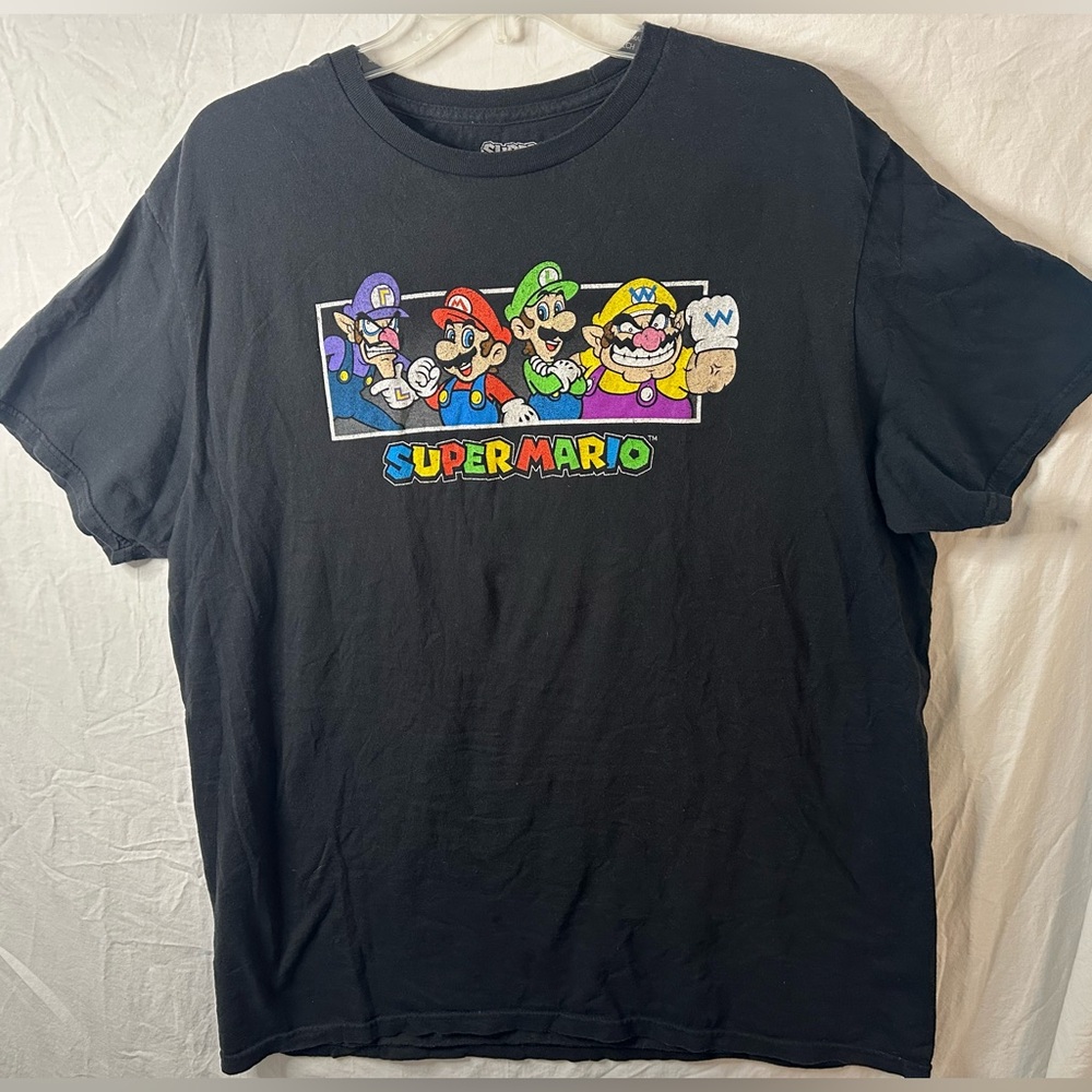 Super Mario Character Graphic Tee XL Nintendo Mario Luigi Wario Waluigi Black
